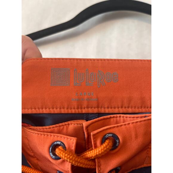 Lula Roe Mens Swim Trucks NWOT Blue & Orange Print Size Large Beach Wear - Picture 4 of 7